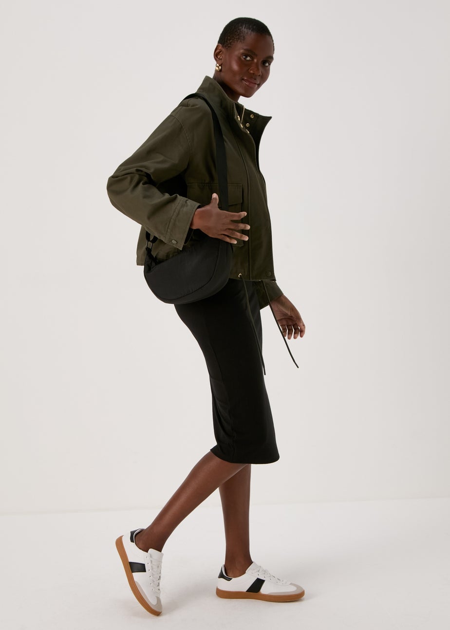 Black Racer Ribbed Midi Dress