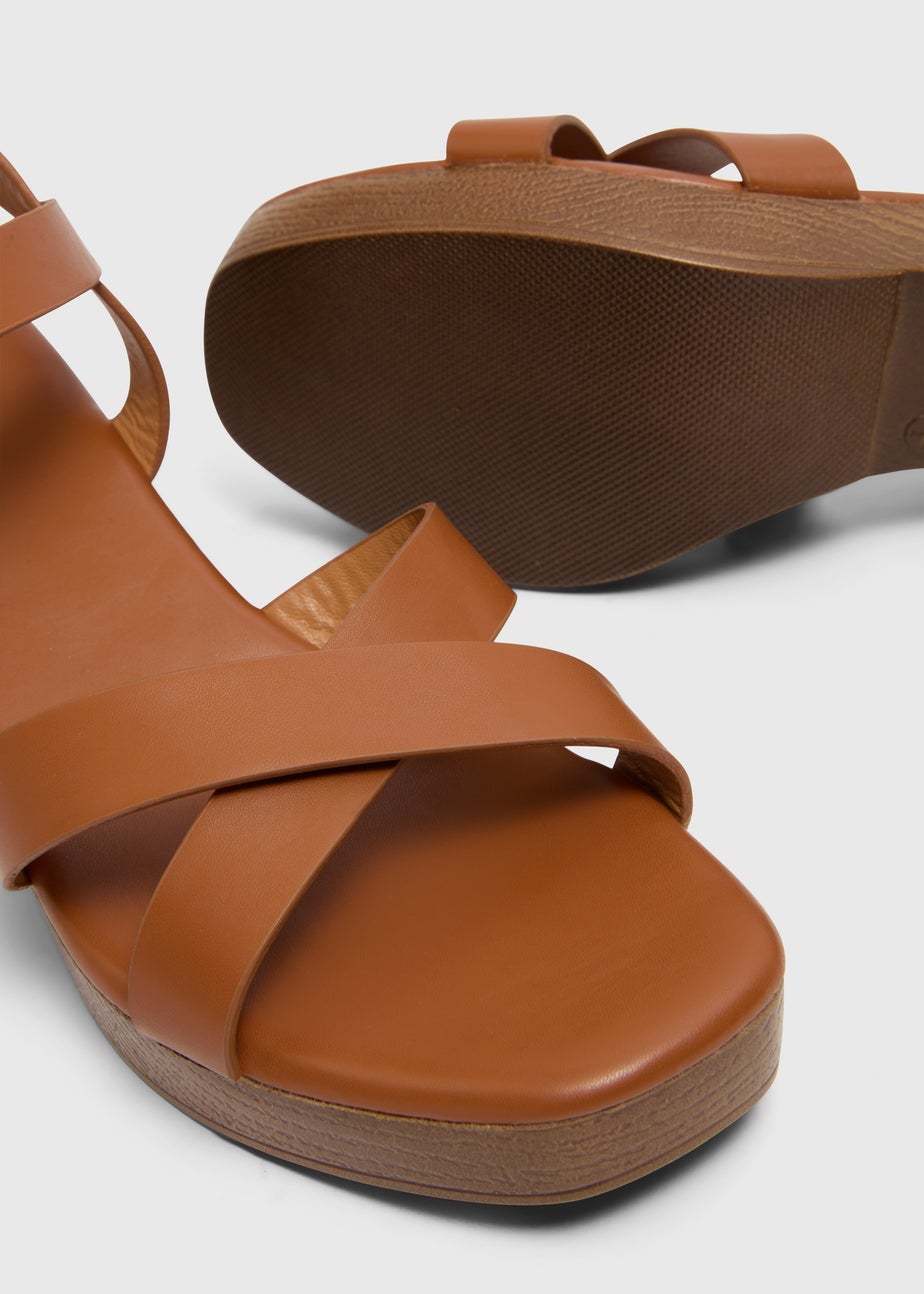 Tan Strappy Platform Sandals