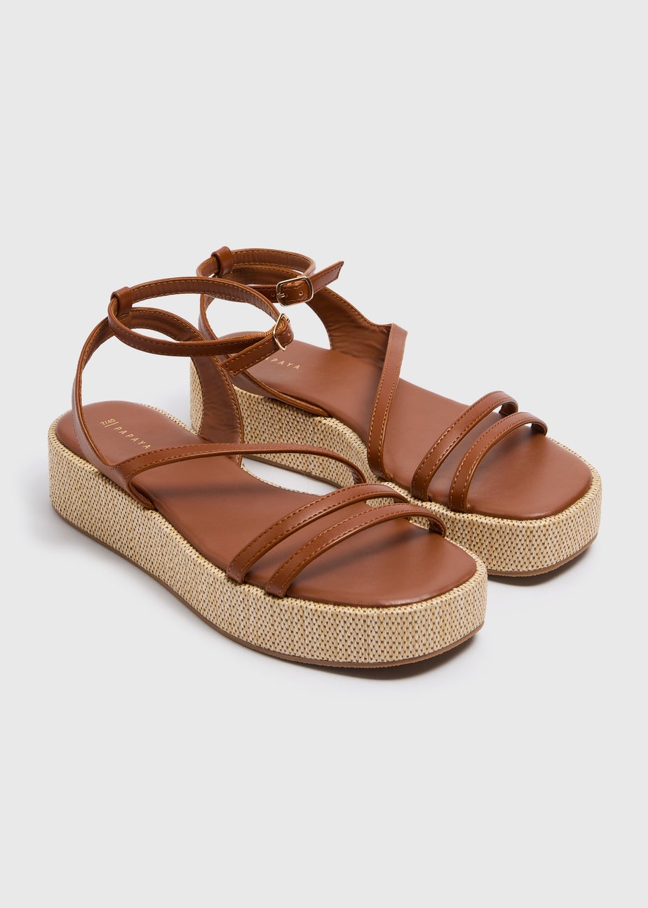 Tan Strappy Platform Sandals