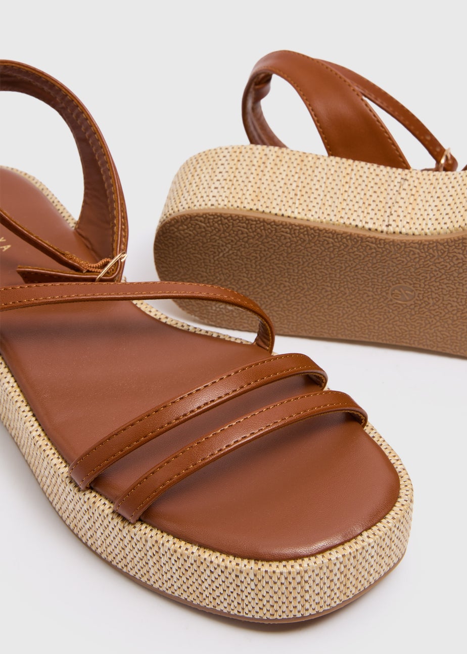 Tan Strappy Platform Sandals