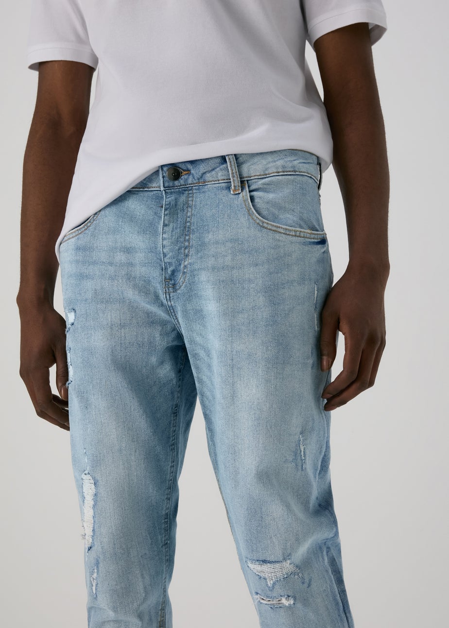 Blue Light Washed Rip & Repair Jeans