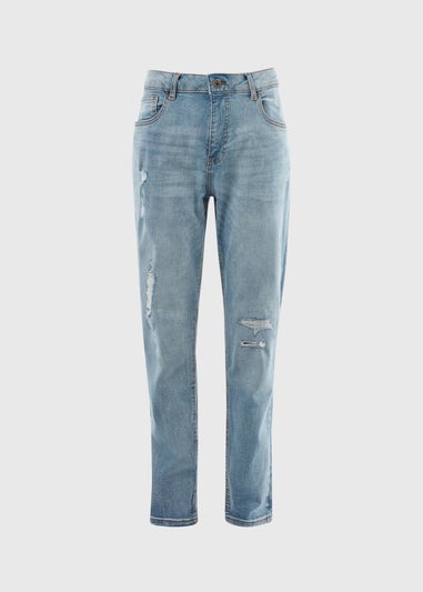 Blue Light Washed Rip & Repair Jeans