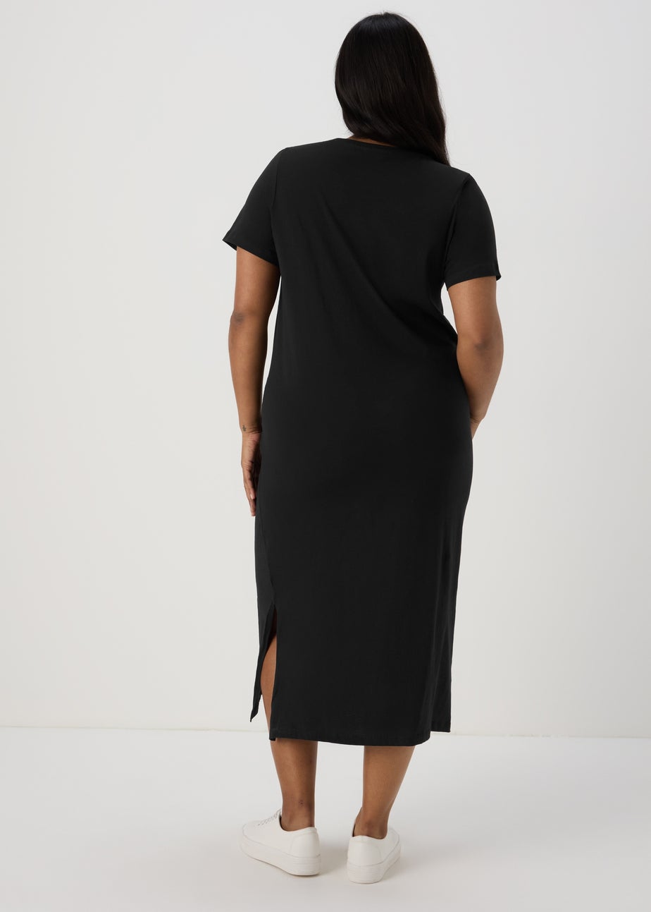 Black Jersey T-Shirt Midi Dress