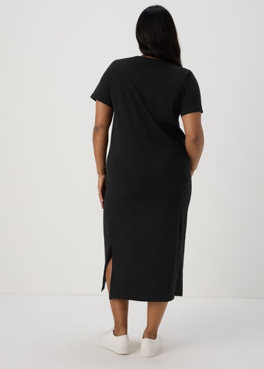 Black Jersey T-Shirt Midi Dress