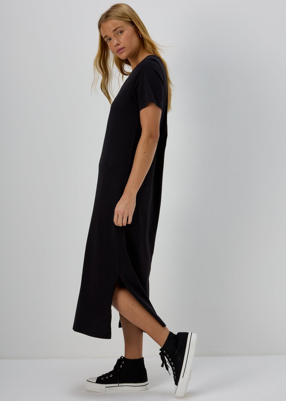 Black Jersey T-Shirt Midi Dress