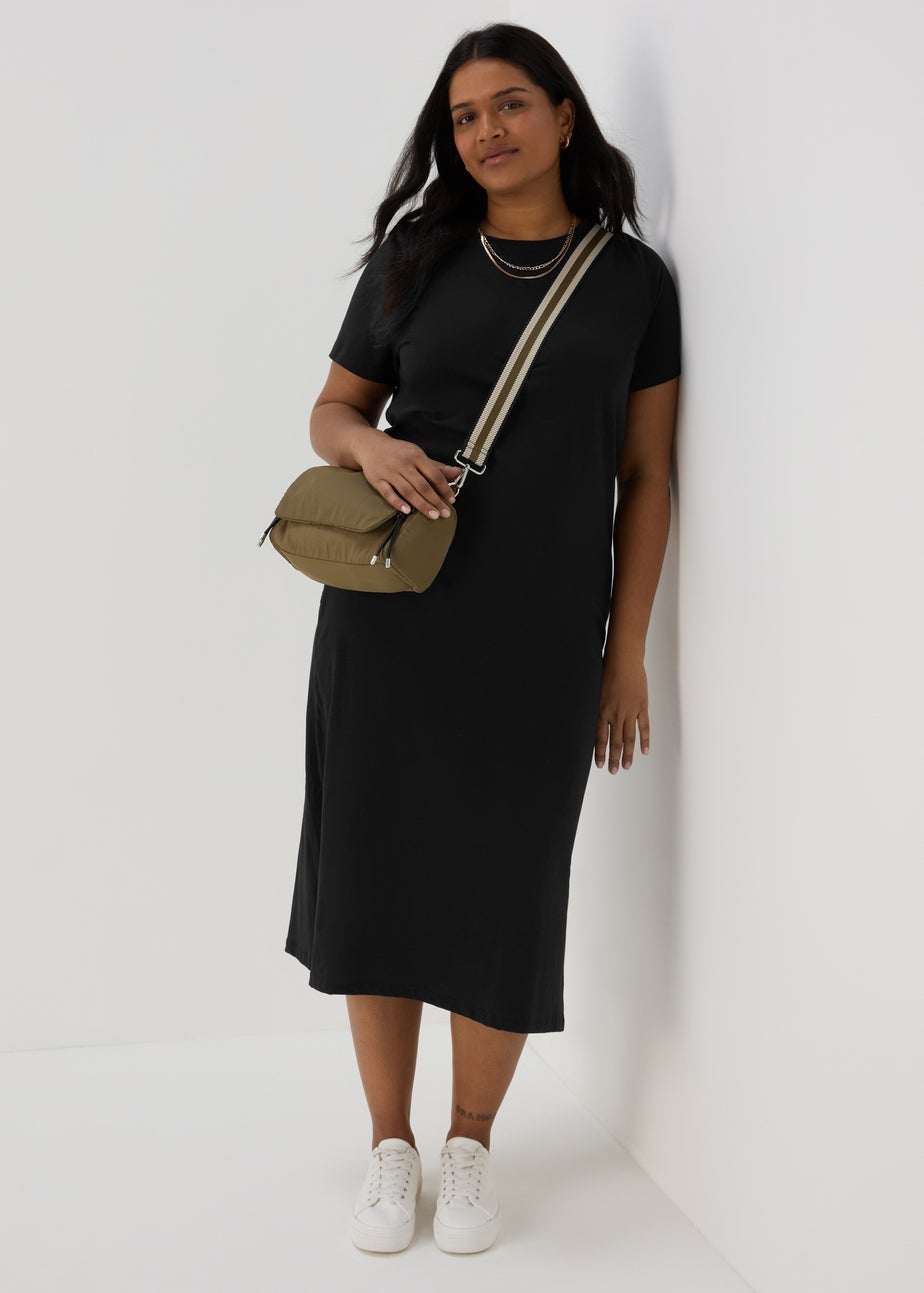Black Jersey T-Shirt Midi Dress