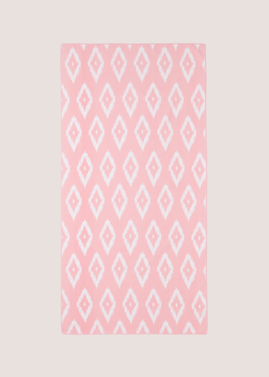 Pink Geo Print Microfibre Beach Towel