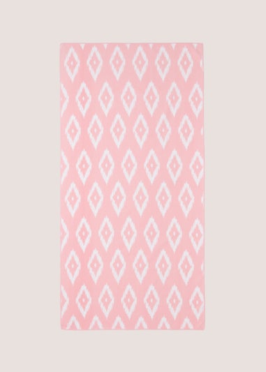 Pink Geo Print Microfibre Beach Towel