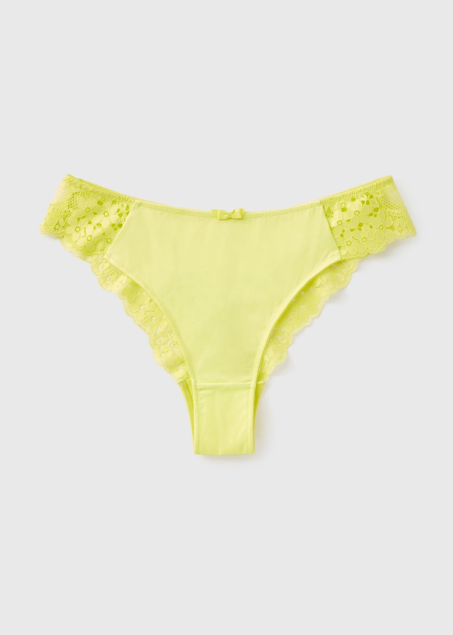 Lime Lace Detail Brazilian Briefs