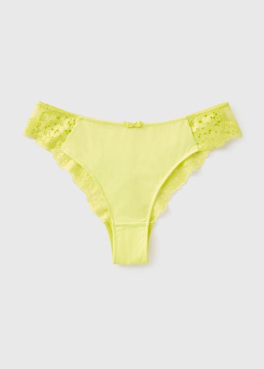 Lime Lace Detail Brazilian Briefs
