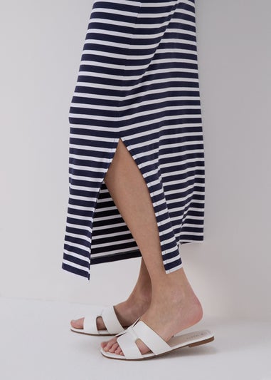 Navy Stripe Jersey Maxi Skirt