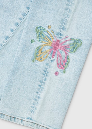 Girls Light Wash Butterfly Design Jeans (7-13yrs)