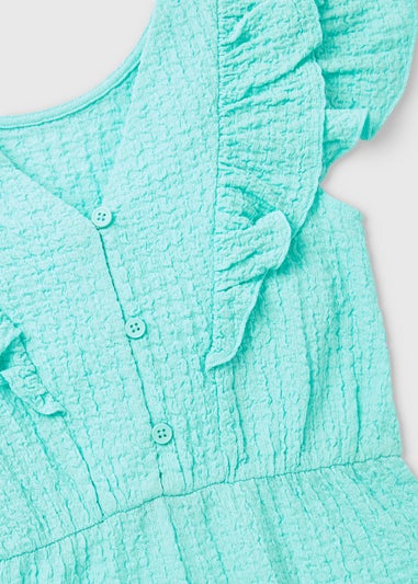 Girls Aqua Frill Crinkle Jumpsuit (7-13yrs)
