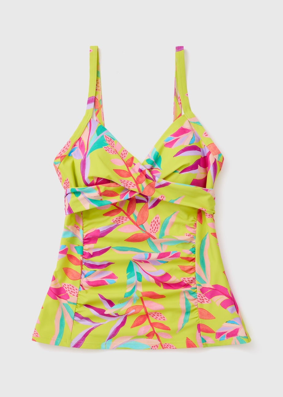 Multicolour Leaf Print Shapewear Tankini