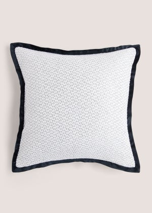 White Mono Oxford Edge Cushion
