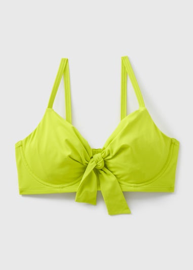 Lime Tie Front Shapewear D+ Bikini Top