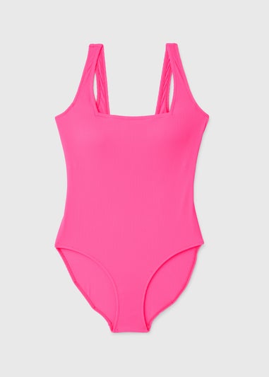 Pink Textured Swimsuit