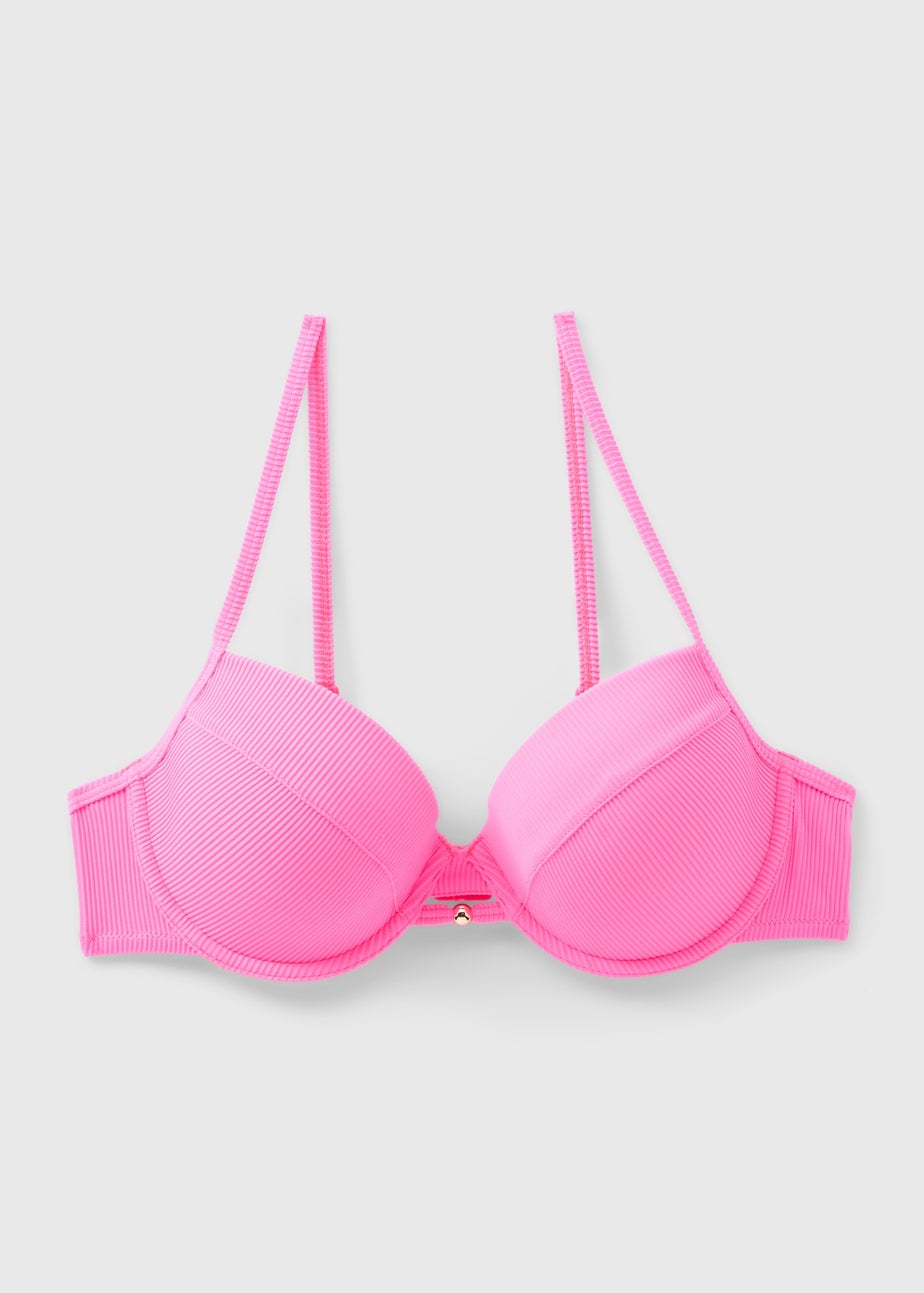 Pink Textured Ribbed Mould Bra