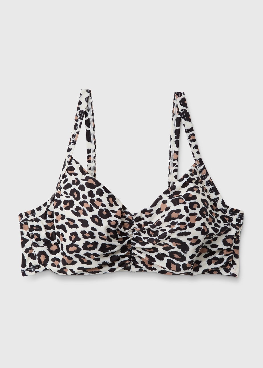 Animal Print Ruched Bikini Top