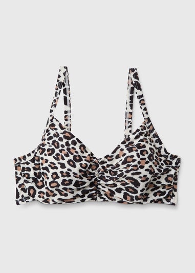 Animal Print Ruched Bikini Top