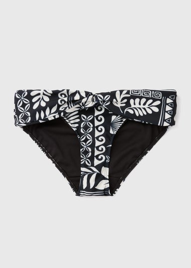 Black & Cream Tile Print Bikini Briefs