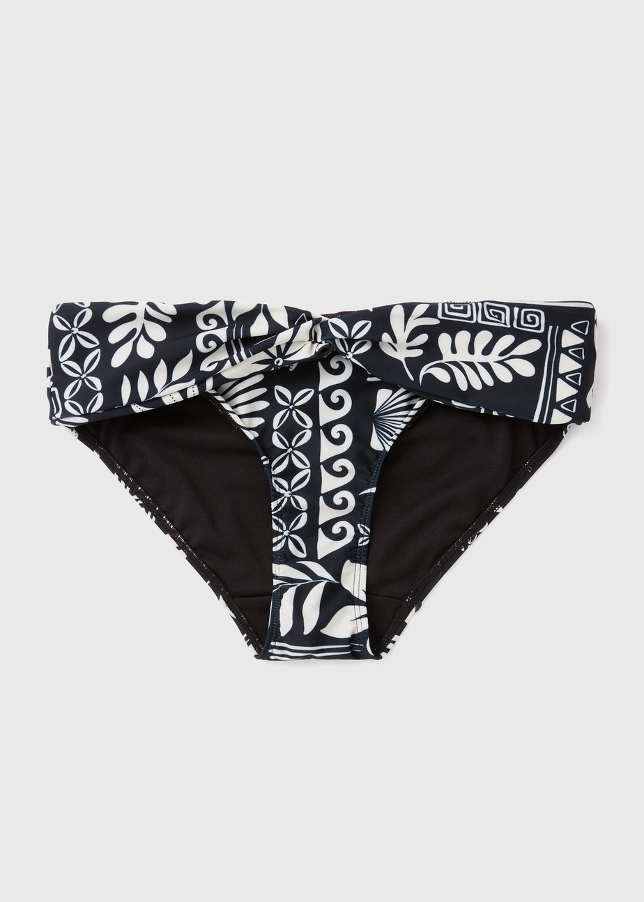 Black & Cream Tile Print Bikini Briefs