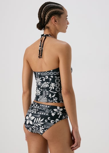 Black & Cream Tile Print Bikini Briefs