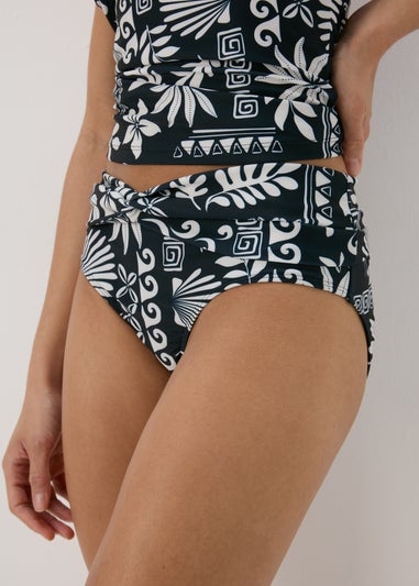 Black & Cream Tile Print Bikini Briefs