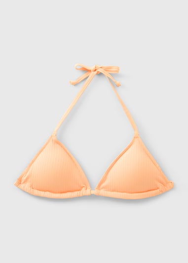 Orange Triangle Ribbed Bikini Top