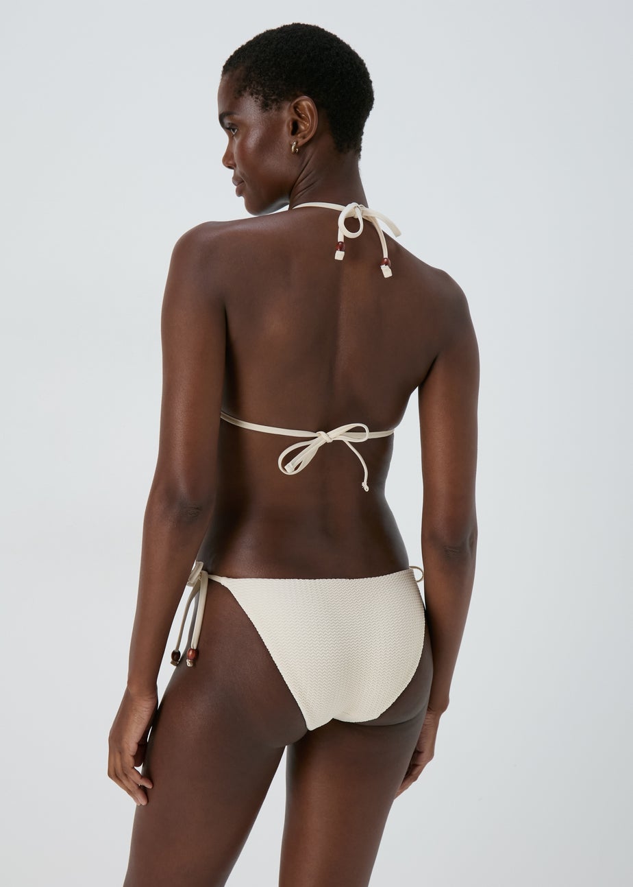 Cream Crochet Textured Bikini Bottoms