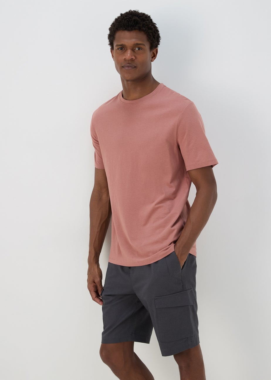 3 Pack Khaki Stone & Pink Plain T-Shirt