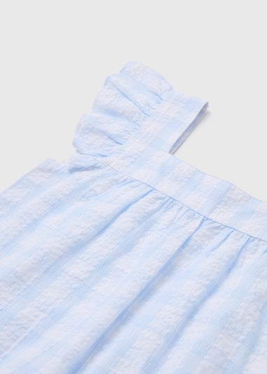 Girls Blue Check Design Woven Frill Pyjama Set (9mths-13yrs)
