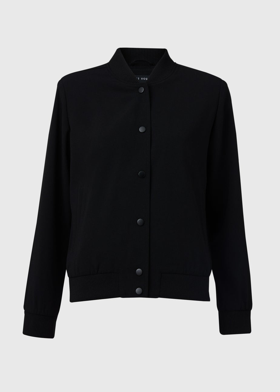 Et Vous Black Crepe Bomber Jacket
