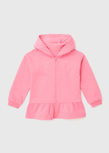 Girls Pink Zip Up Hem Hoodie (1-7yrs)
