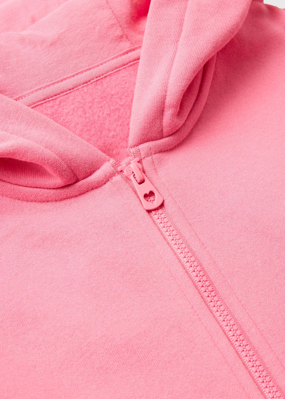Girls Pink Zip Up Hem Hoodie (1-7yrs)