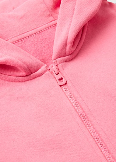 Girls Pink Zip Up Hem Hoodie (1-7yrs)