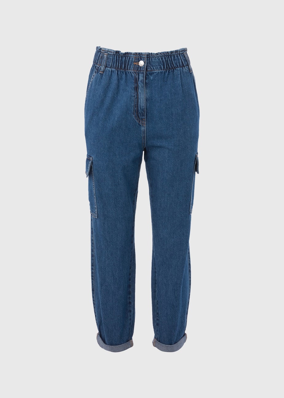 Mid Wash Paperbag Cargo Trousers