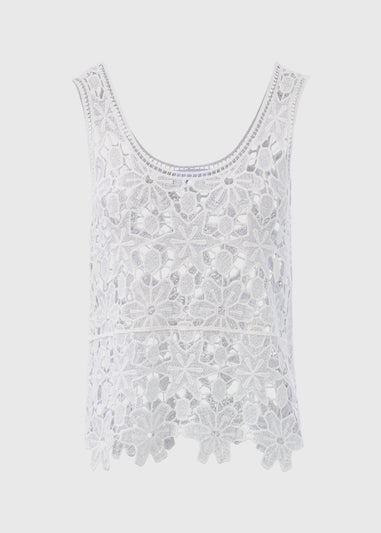 White Unlined Lace Vest
