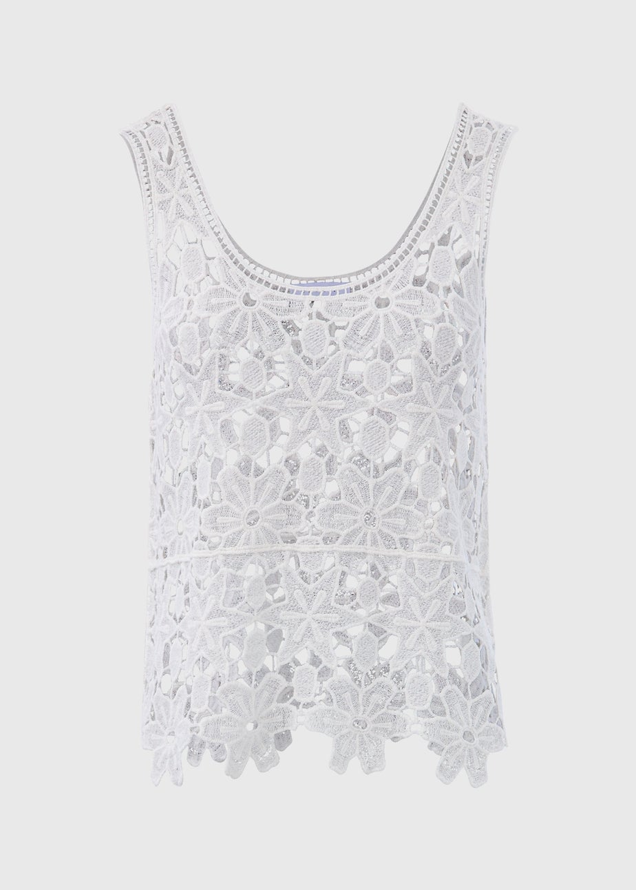 White Unlined Lace Vest