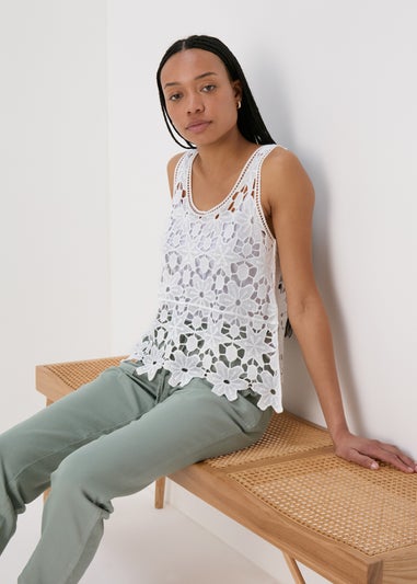 White Unlined Lace Vest