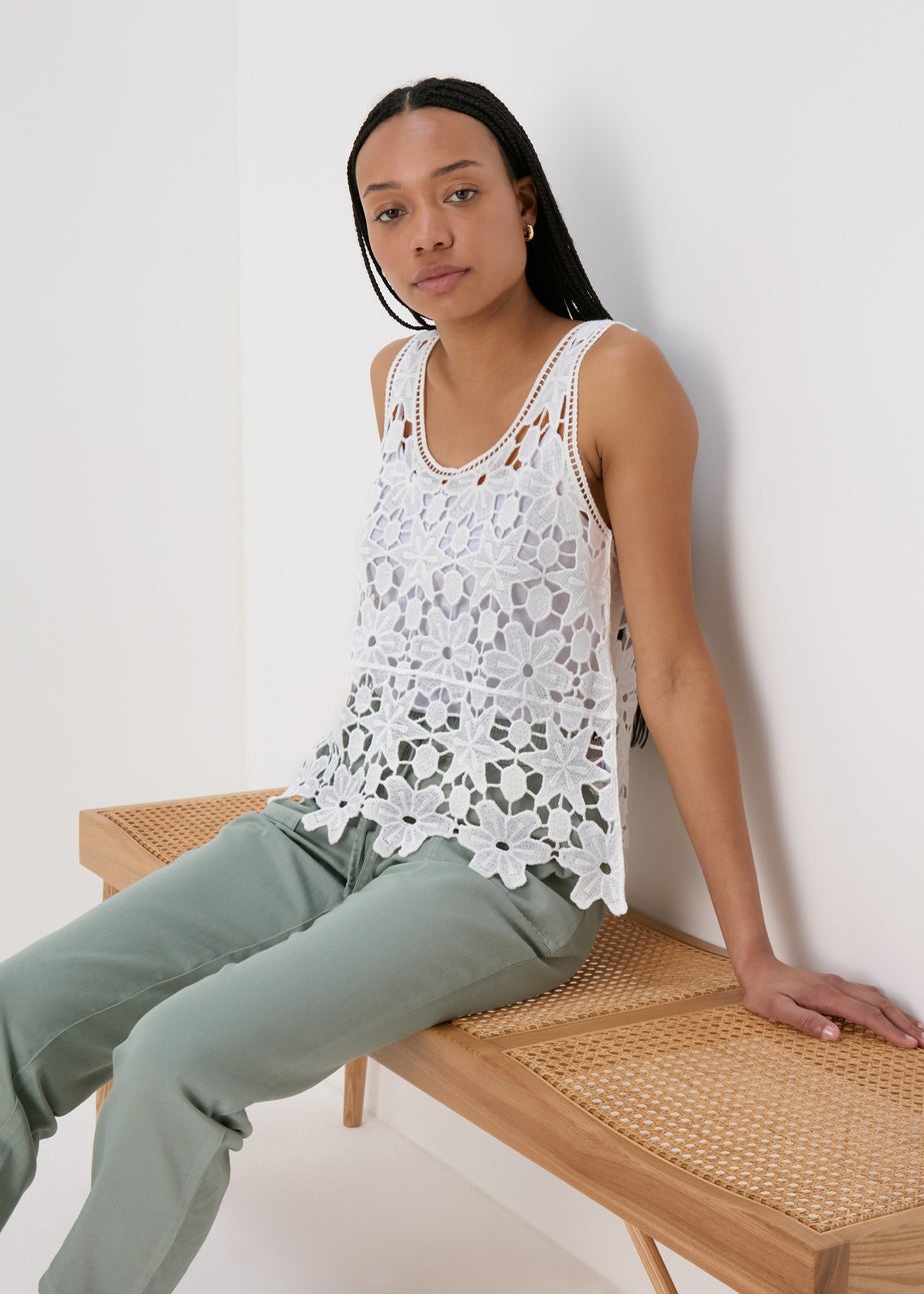 White Unlined Lace Vest