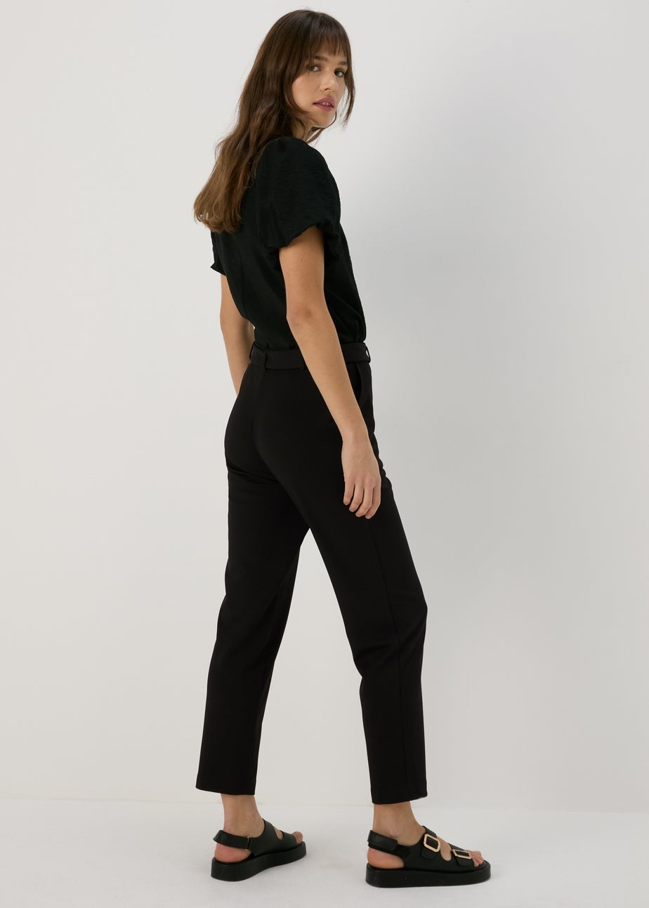 Et Vous Black Belted Ponte Tapered Trousers