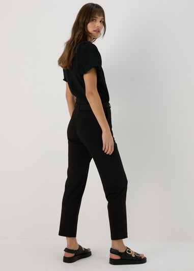 Et Vous Black Belted Ponte Tapered Trousers
