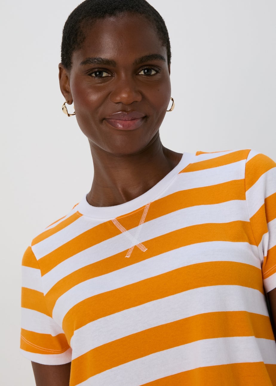 Orange Stripe T Shirt Dress
