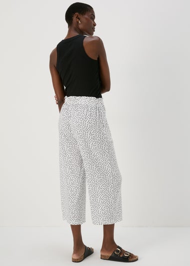 White & Black Spots Wide Leg Viscose Trousers