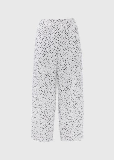 White & Black Spots Wide Leg Viscose Trousers