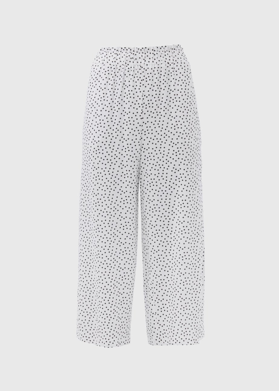 White & Black Spots Wide Leg Viscose Trousers