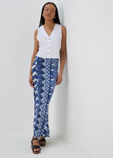 Multicolour Aztec Print Jersey Maxi Skirt