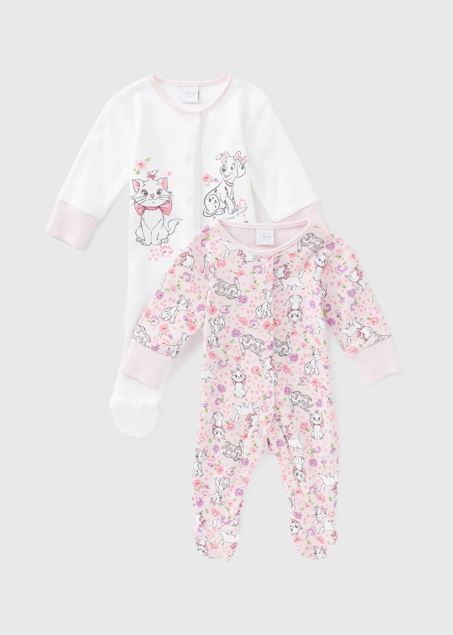 Disney Baby Pink 2 Pack Marie Sleepsuits (Tiny Baby-18mths)