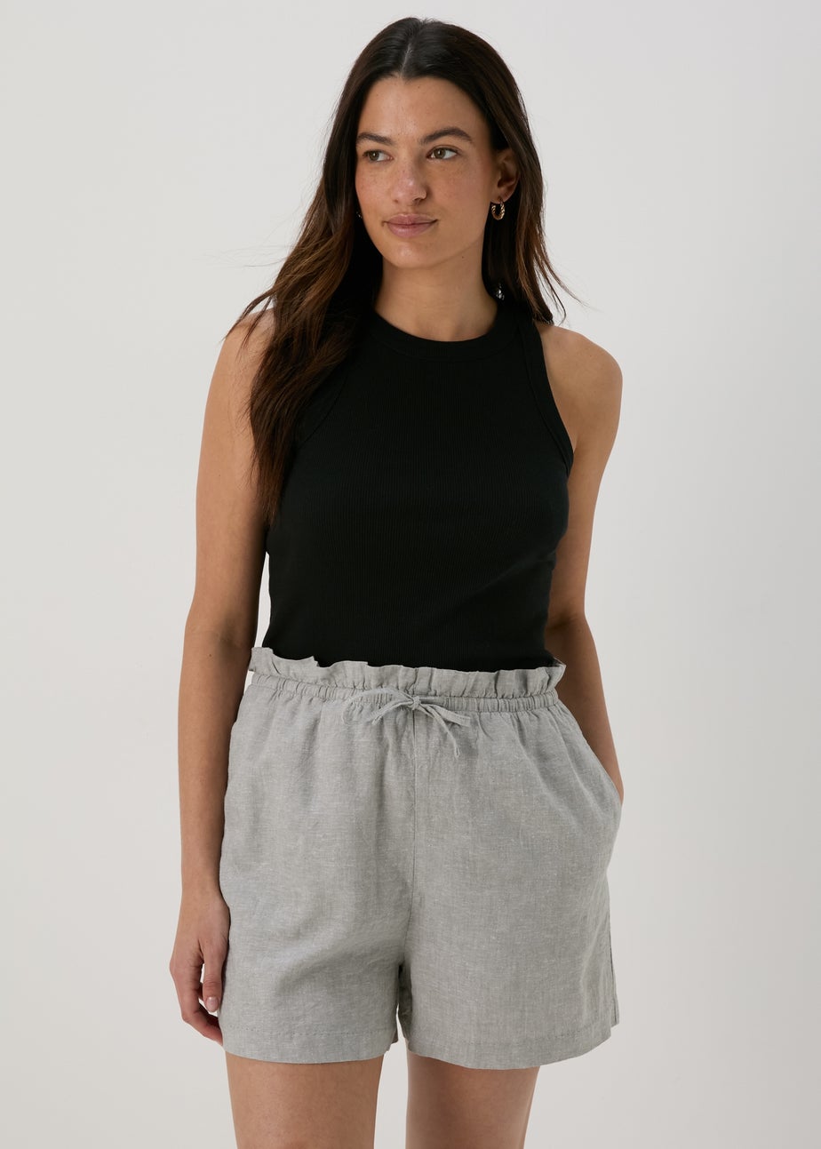 Sage Solid Pull On Linen Shorts